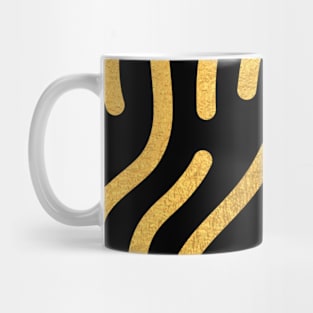 Black Gold colored abstract lines pattern Mug